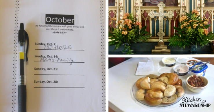 food sign up sheet and bagels