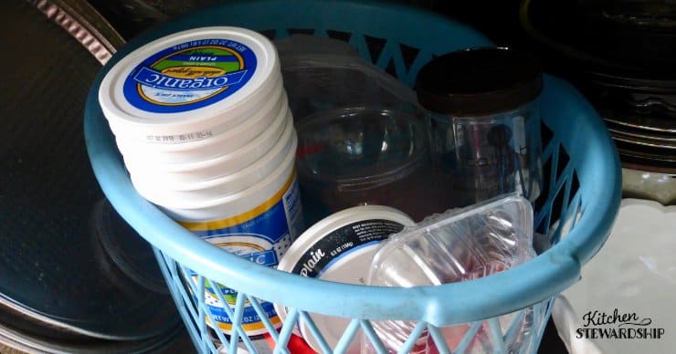 containers for leftovers in a basket