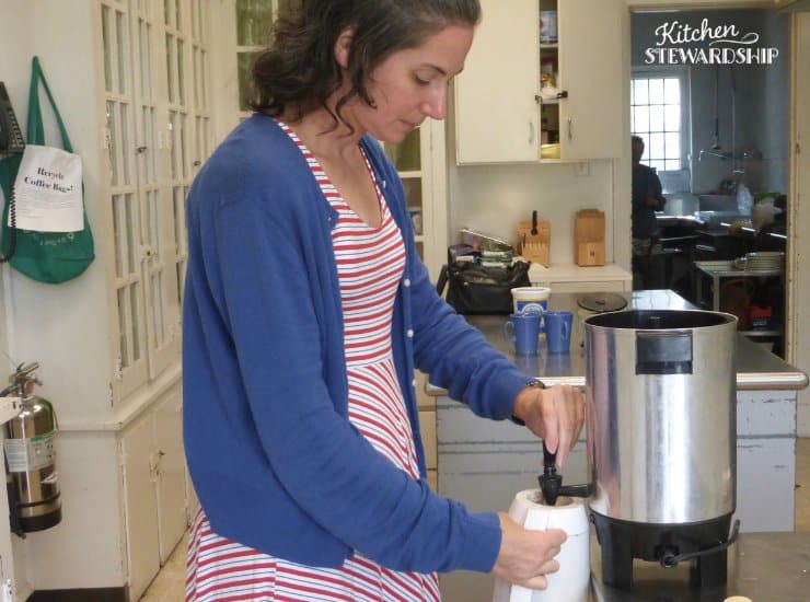 filling coffee post with fair trade coffee