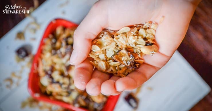 handful of homemade snack mix
