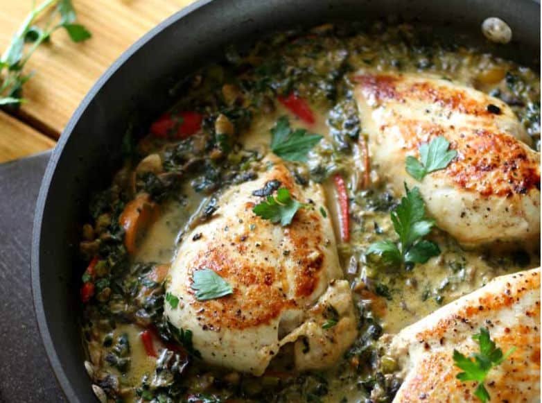 one pan smothered creamy chicken skillet 