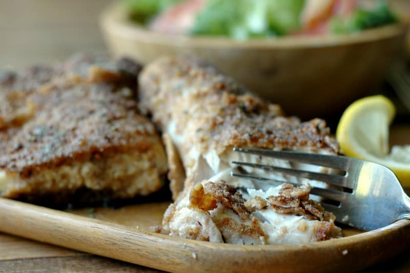 walnut crusted crispy mahi mahi