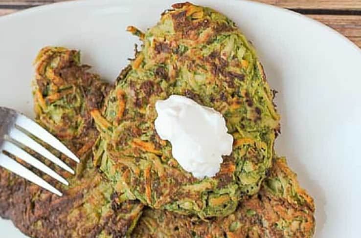 vegetable potato latkes with sour cream