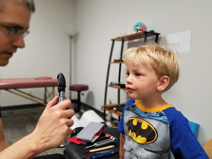 Boy rehabilitating from a concussion