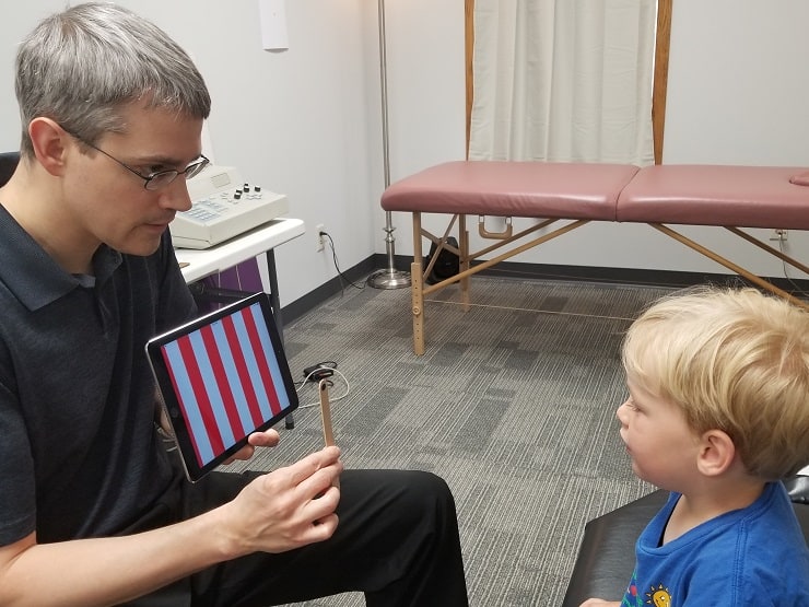 boy doing brain exercises 