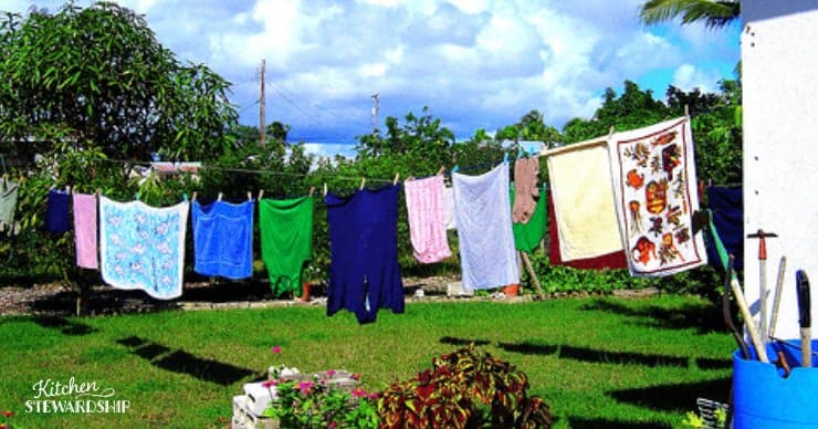Laundry hanging on a clothesline