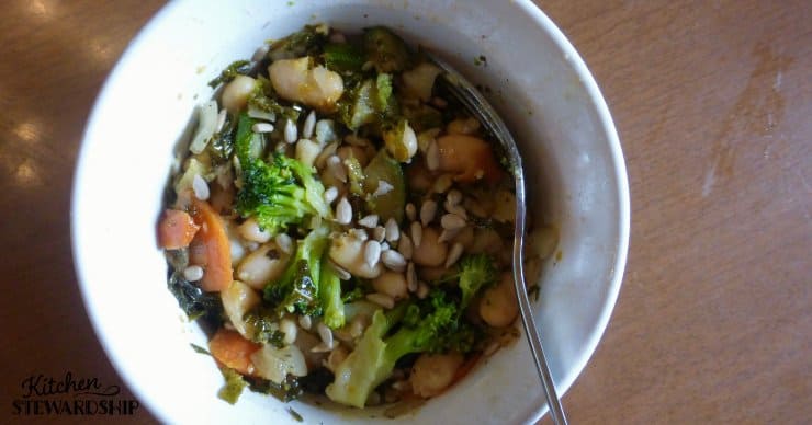 Bowl of pasta salad using beans instead of pasta