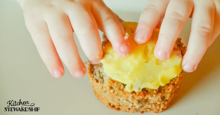 Child with parsnip cupcake