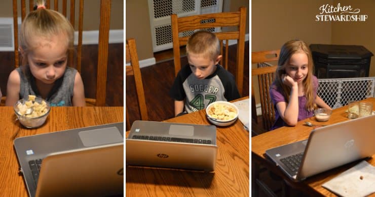 Kids watching the Kids Cook Real Food ecourse