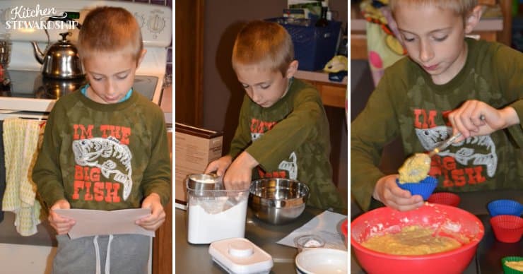 Kid making muffins