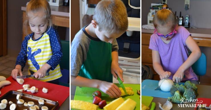 Kids learning how to use knives
