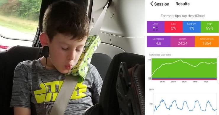 Boy using Inner Balance tracker