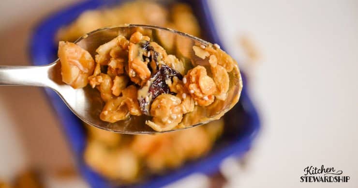 Scoop of granola for breakfast