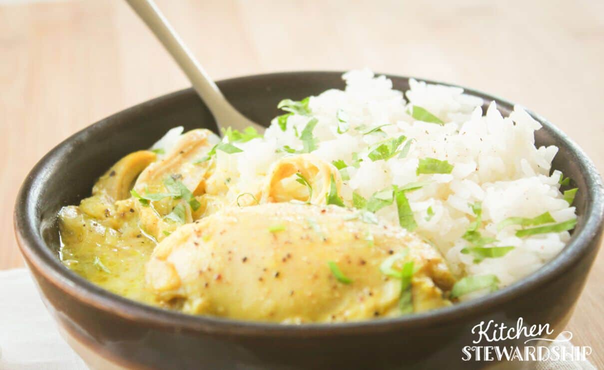 Bowl of Instant Pot Turmeric Chicken