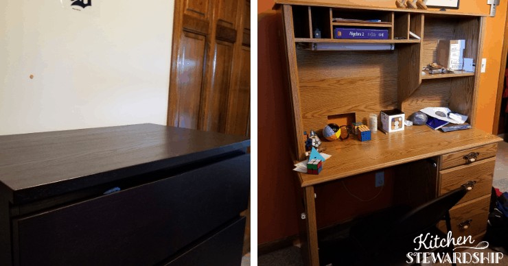 clean chest of drawers and desk in teen's room