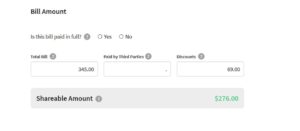 Bill amount entry on Samaritan Ministries