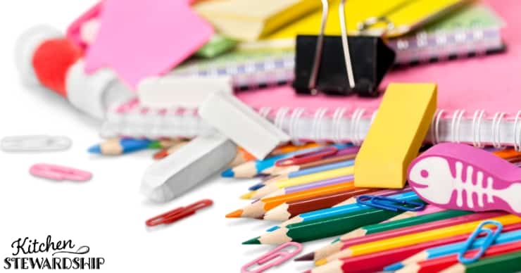brightly colored school supplies 