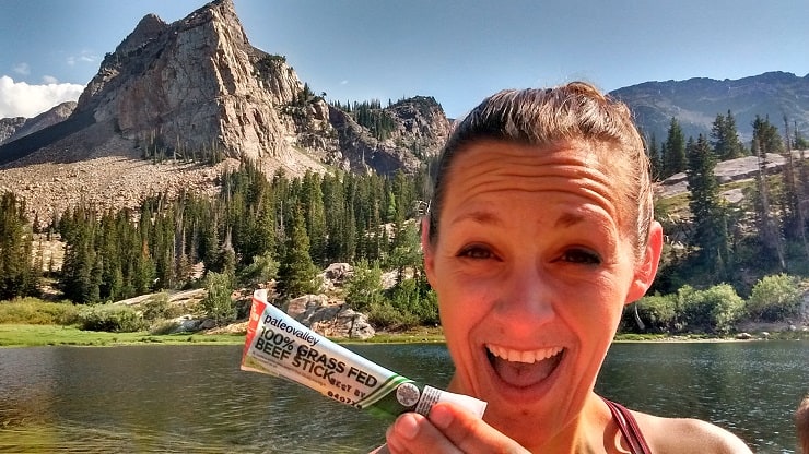 Paleovalley meat stick on top of a Utah mountain with hiker
