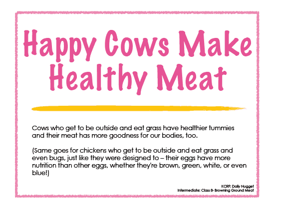 happy cows make healthy meat daily nugget card