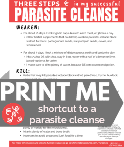 parasite diet printable shortcut guide