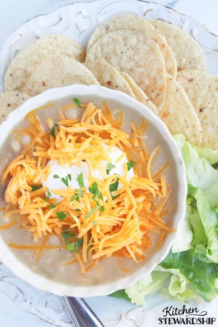 Bowl of white bean chili