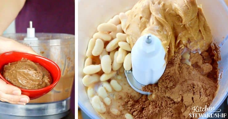 chocolate dessert hummus in the blender