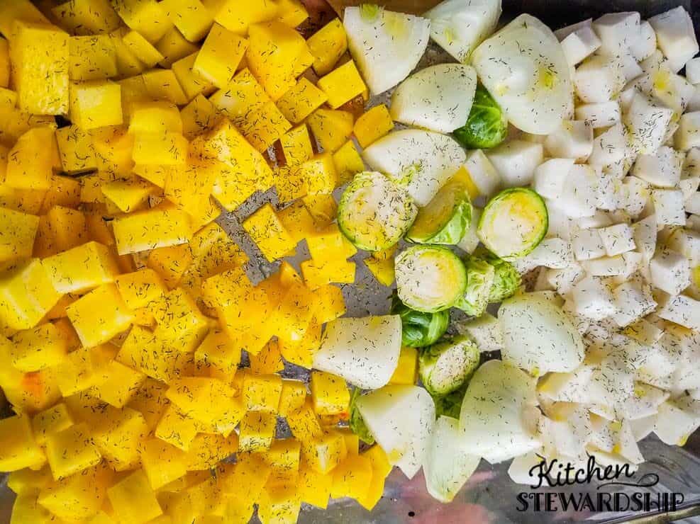 Vegetables ready for roasting