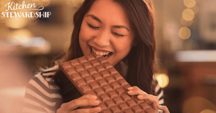 woman eating chocolate