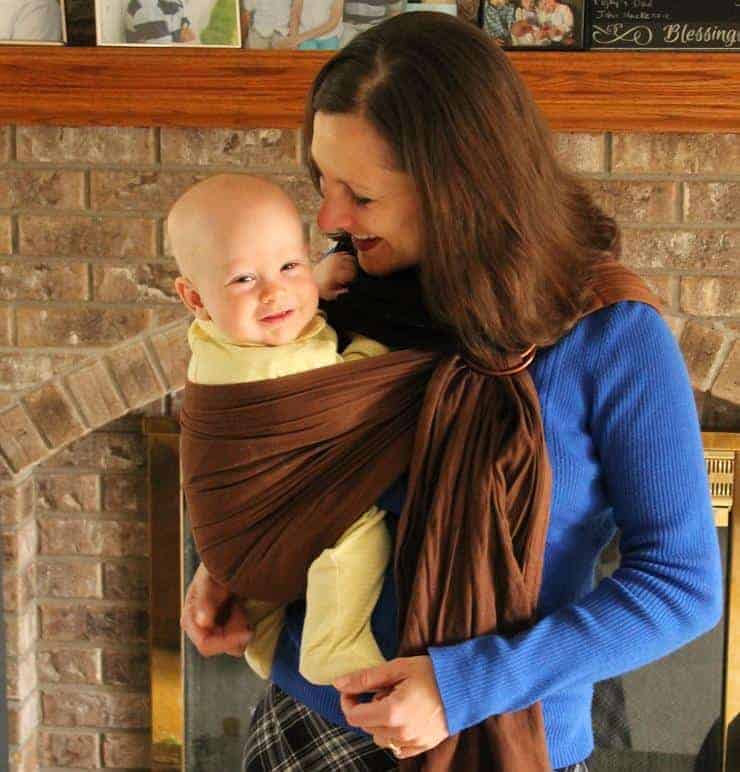 Katie Kimball Babywearing with a Homemade Ring Sling