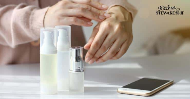 Applying beauty products to hands