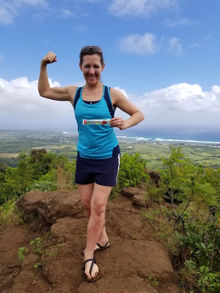 top of mountain with Paleovalley grassfed meat stick