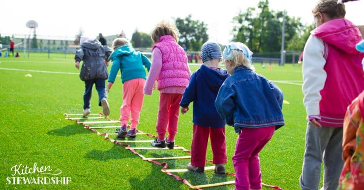 Kids playing in field