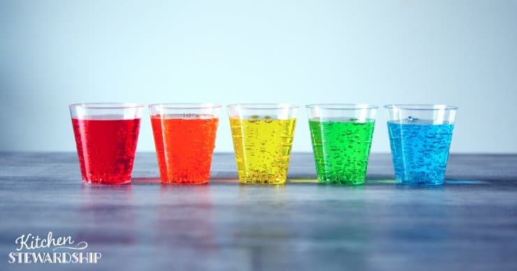 Glasses of colored water