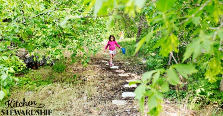 walking on path in woods