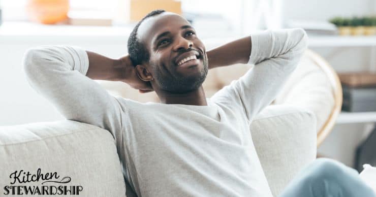 Man relaxing happily