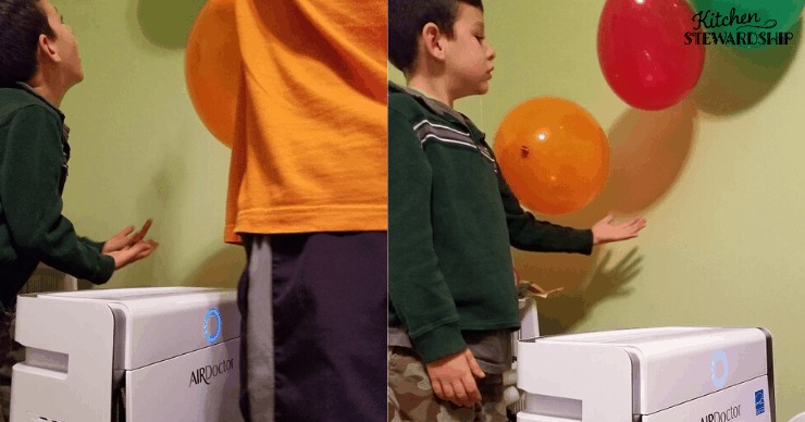 Little boys playing with AirDoctor Air Purifier