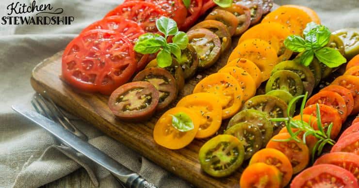 sliced colored tomatoes