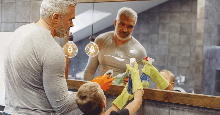 cleaning with micrifiber towels