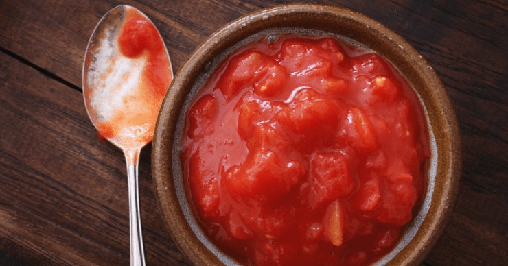 canned tomatoes in bowl