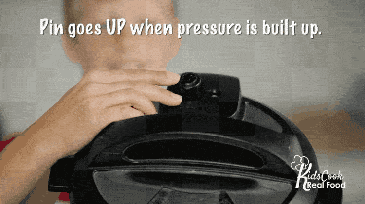An Instant Pot lid showing the pin going up when pressure is built up.