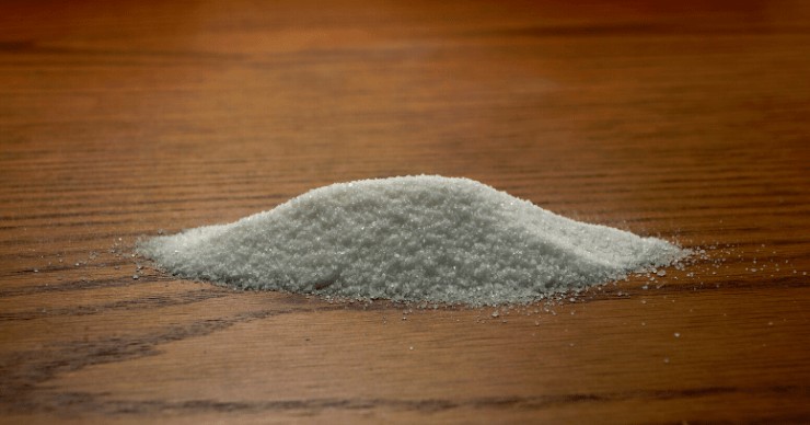 refined sugar on table