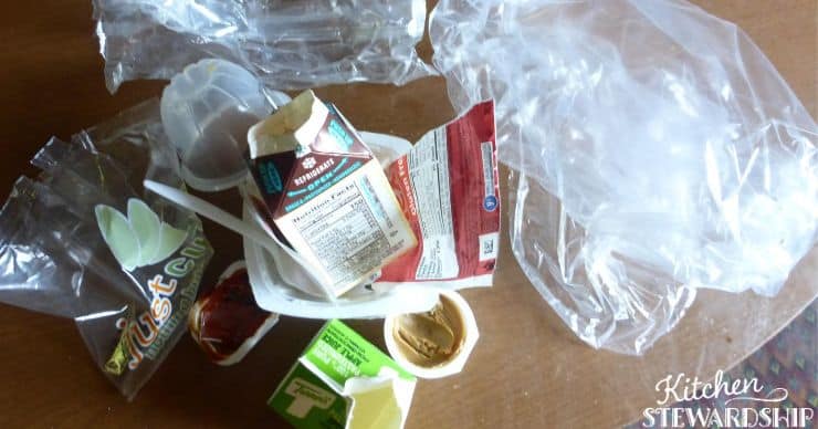 trash from the grab and go lunch