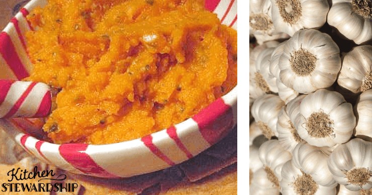 Sweet Potato Garlic Dip, party finger food ideas on a budget