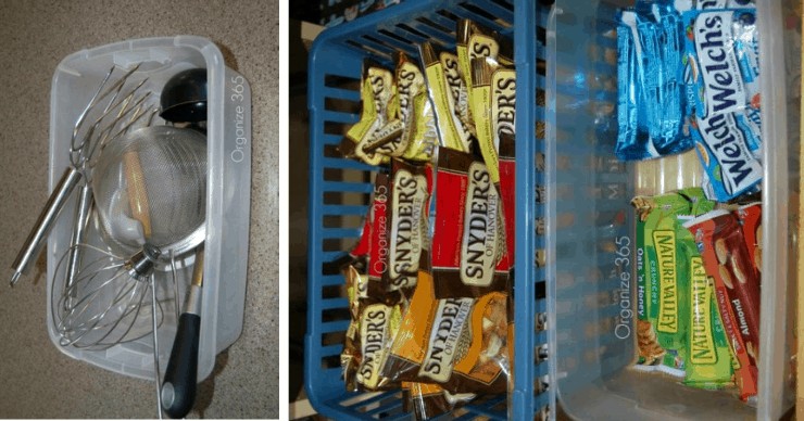 organizing in shoe boxes