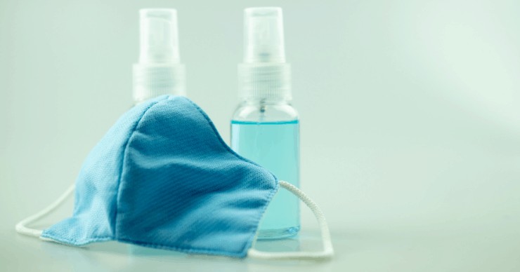 hypochlorous acid and a face mask