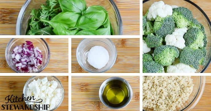 ingredients for roasted vegetable and herb salad
