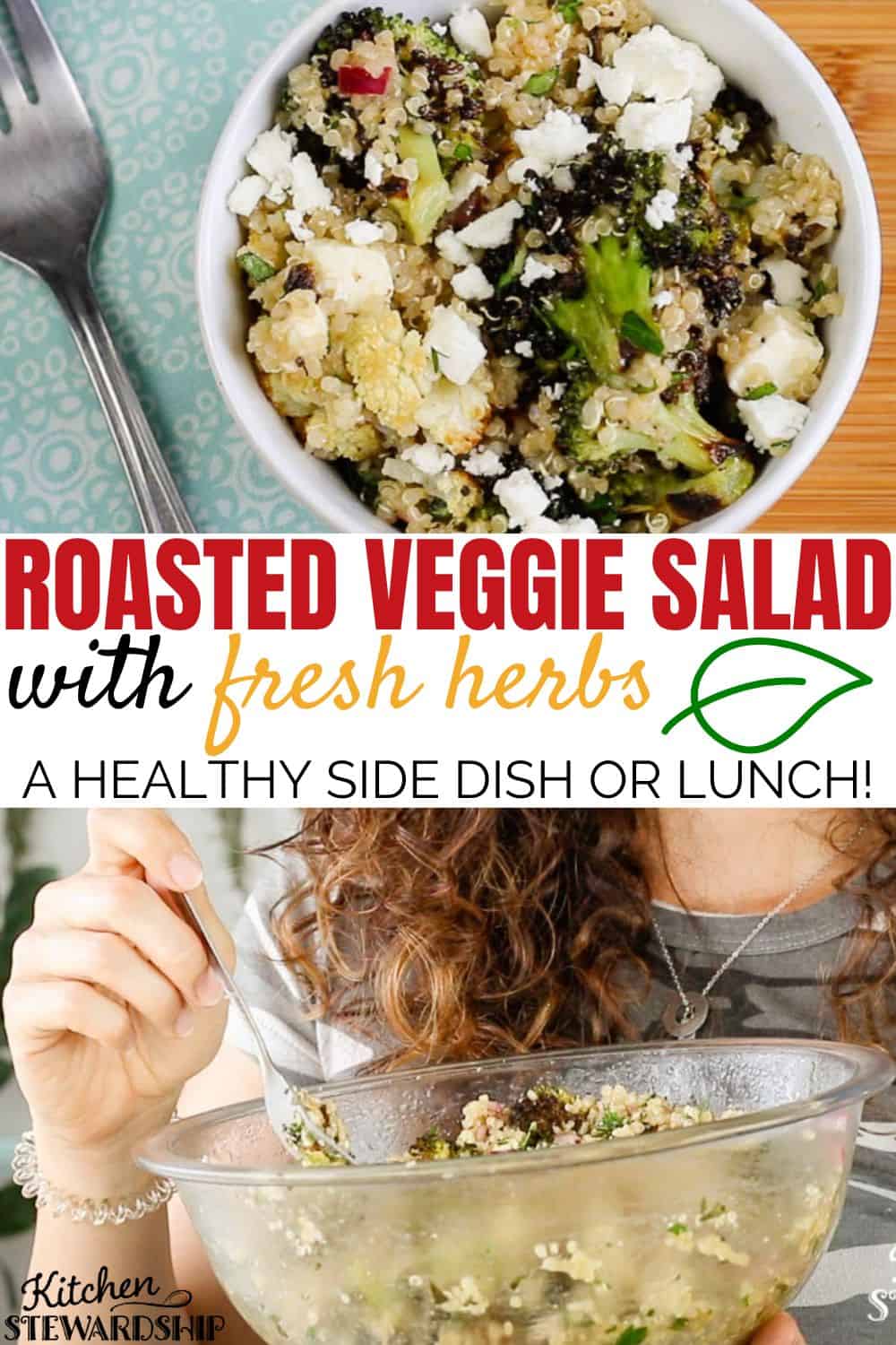 roasted veggie salad with fresh herbs