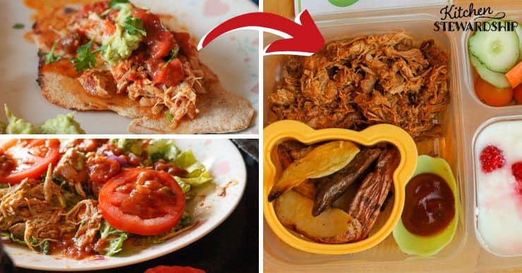 shredded chicken for dinner and school lunch