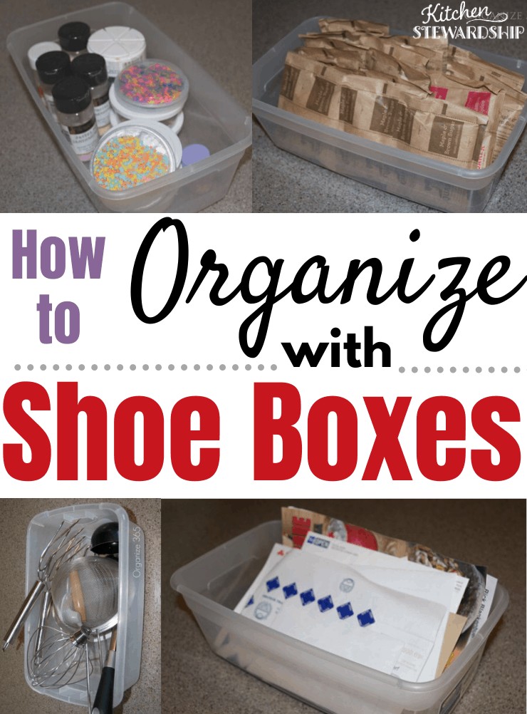 Organize with shoe boxes in your kitchen