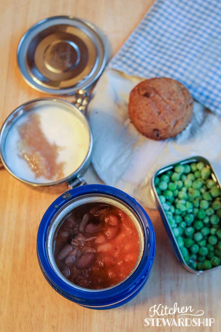 pork and beans in a thermos